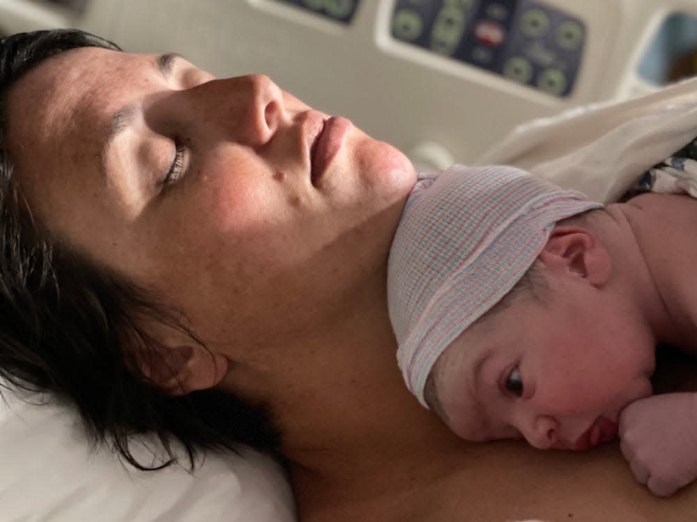 Alexandra Frost and her newborn