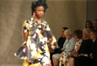 Britain's Queen Elizabeth II attends the Richard Quinn show at London Fashion Week, in London, Britain February 20, 2018. REUTERS/Paul Hackett