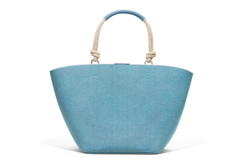 Blue knit tote