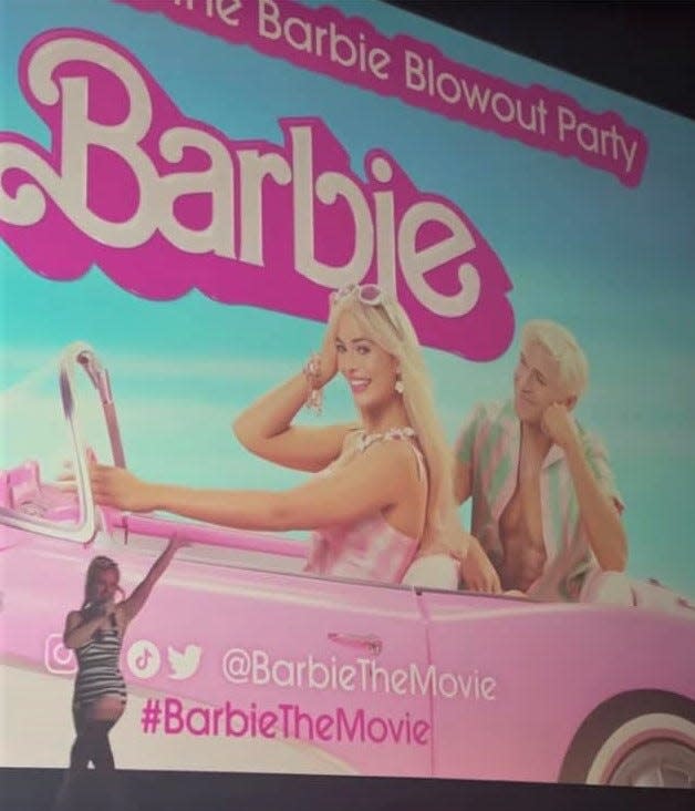 Helena Levin aka California Barbie Princess hosts Barbie movie premiere party at Alamo Drafthouse Cinema in San Francisco on July 19, 2023.