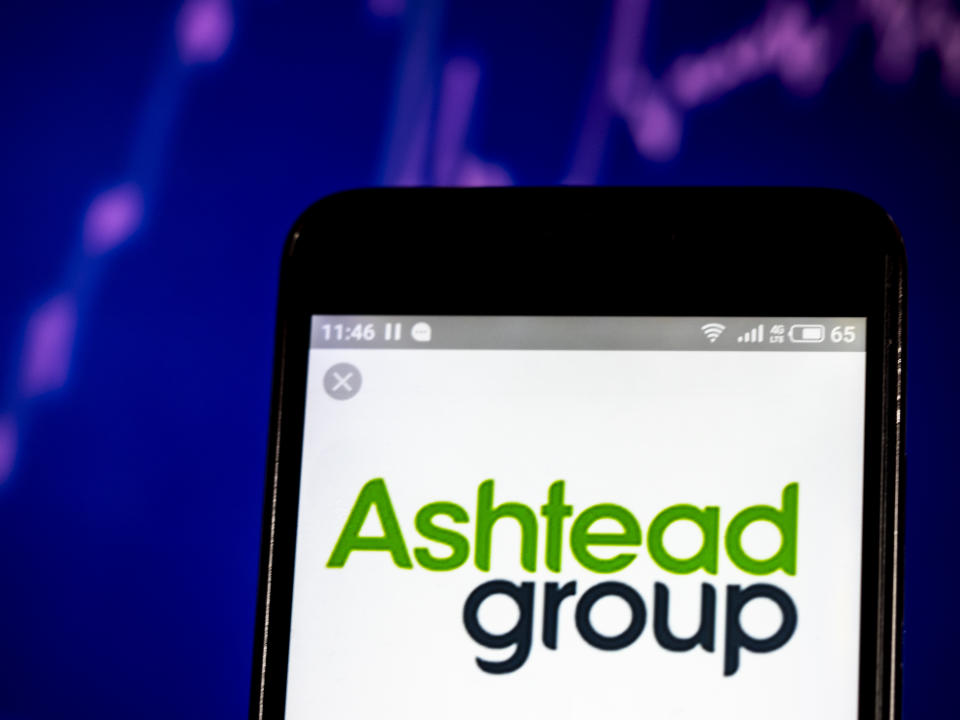 UKRAINE - 2019/02/28:  In this photo illustration, the Ashtead Group plc logo seen displayed on a smartphone. (Photo Illustration by Igor Golovniov/SOPA Images/LightRocket via Getty Images)