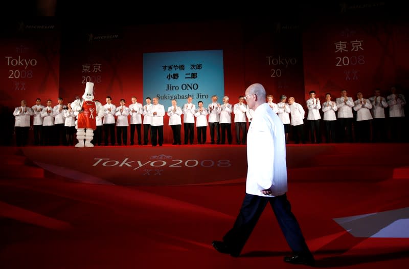 FILE PHOTO : Owner and chef Jiro Ono attends party for the publication of "Michelin Guide Tokyo 2008" in Tokyo