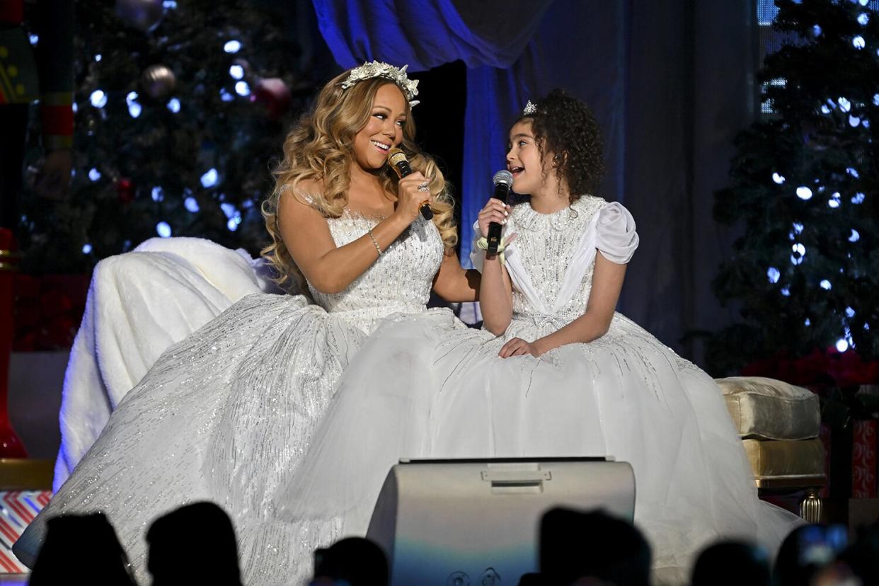 CBS presents MARIAH CAREY: MERRY CHRISTMAS TO ALL!, a new two-hour primetime concert special from the Queen of Christmas Mariah Carey, broadcasting Tuesday, Dec. 20 (8:00-10:00 PM, ET/PT) on the CBS Television Network, and available to stream live and on demand on Paramount+. Pictured (L-R): Mariah and Monroe Carey. Photo: James Devaney/CBS ©2022 CBS Broadcasting, Inc. All Rights Reserved.