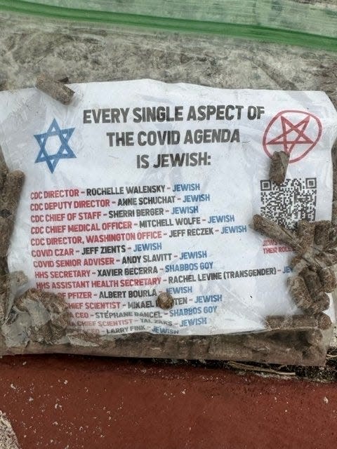 One of the pieces of antisemitic material found in Palm Beach Jan. 28. Four men were issued citations for littering after the materials were discovered.