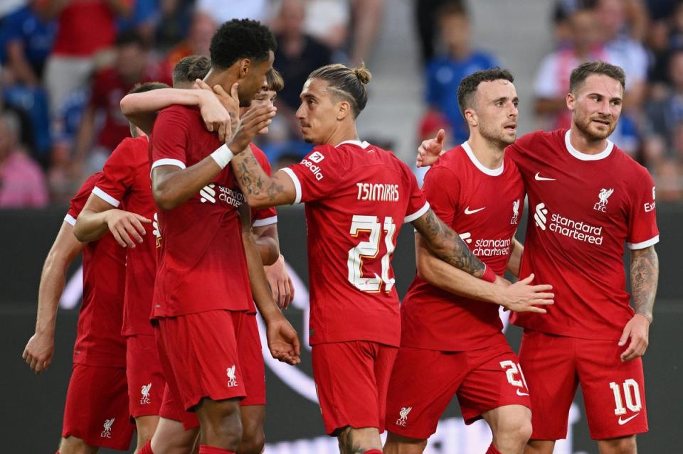 Goal-happy: Ruthless Liverpool put four past Karlsruher in Germany last week (Getty Images)