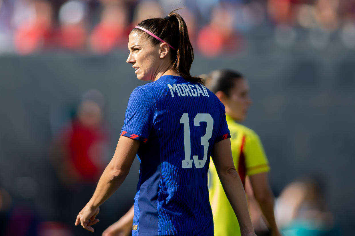 SAN DIEGO, CA - OCTOBER 29: SAN DIEGO, CA - OCTOBER 29: Alex Morgan #13 of the United States during an international friendly game between Colombia and USWNT at Snapdragon Stadium on October 29, 2023 in San Diego, California. (Photo by Michael Janosz/ISI Photos/Getty Images)