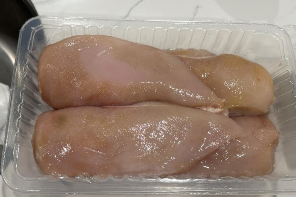 Discoloured ALdi chicken breast