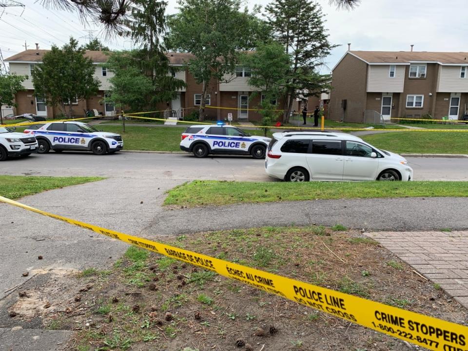 Ottawa police are investigating a shooting that left one man in critical condition. It happened on Banff Avenue in south Ottawa on Tuesday afternoon. (Guy Quenneville/CBC - image credit)