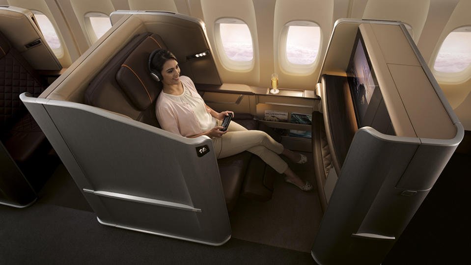 Singapore Airlines’s private first-class pod. - Credit: Singapore Airlines