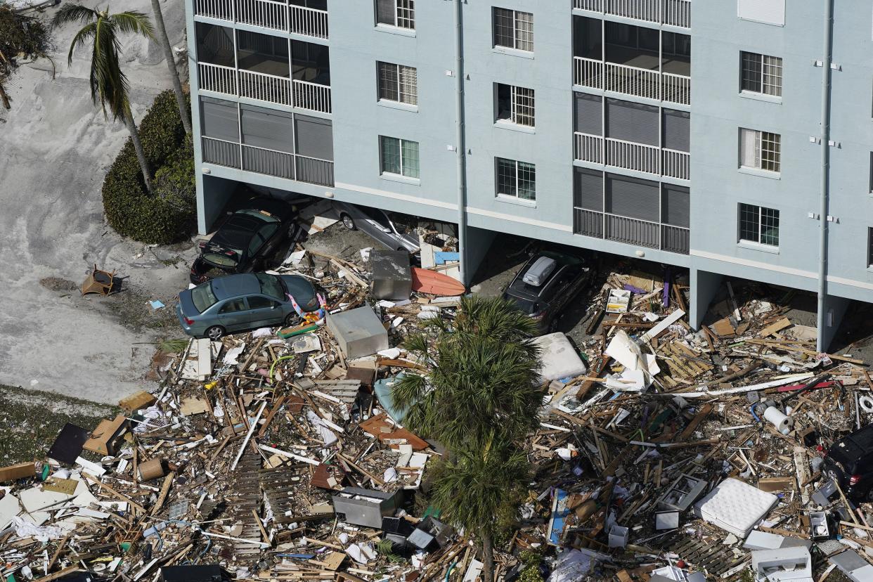 A damaged residence is seen in the aftermath of Hurricane Ian, Thursday, Sept. 29, 2022, in Fort Myers Beach, Fla.