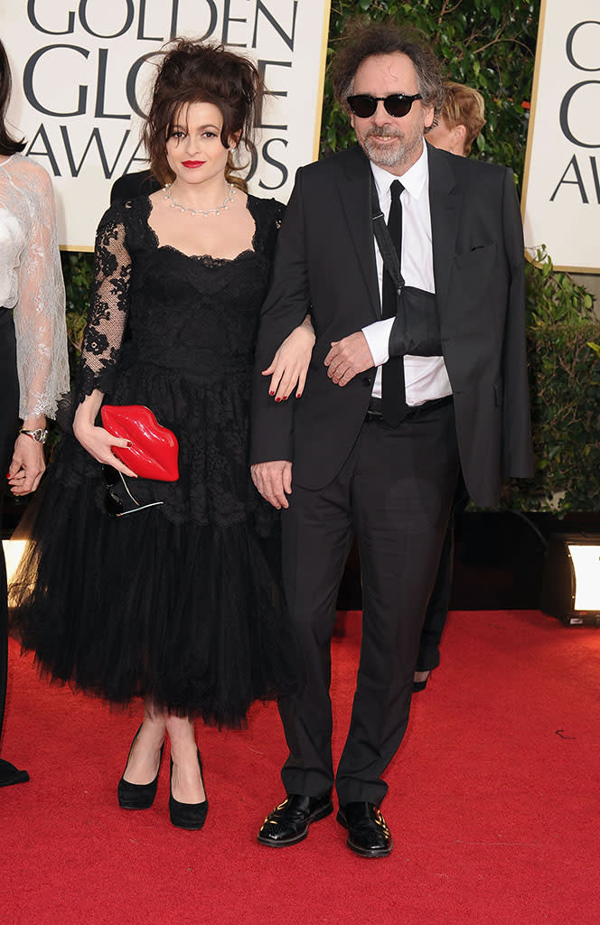 Helena Bonham Carter and Tim Burton arrive at the 70th Annual Golden Globe Awards at the Beverly Hilton in Beverly Hills, CA on January 13, 2013.