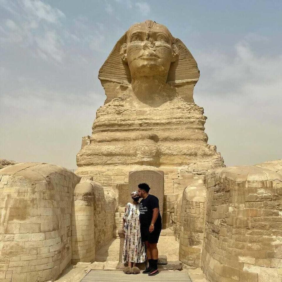 Dustin and his mom Gloria got a red carpet treatment while visiting Egypt. / Credit: Dustin Vitale