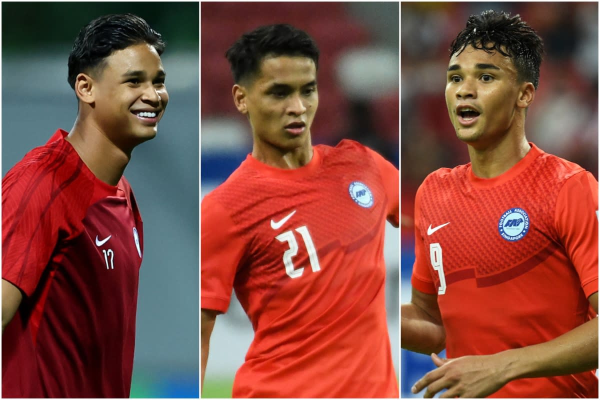 Singapore national football players (from left) Irfan Fandi, Safuwan Baharudin and Ikhsan Fandi are called up for the 2026 World Cup qualifiers against South Korea and Thailand. (PHOTOS: Getty Images/Reuters)