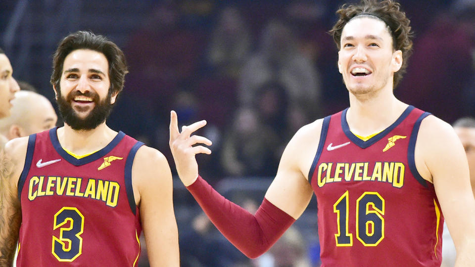 Ricky Rubio and Cedi Osman, pictured here in action for the Cleveland Cavaliers.