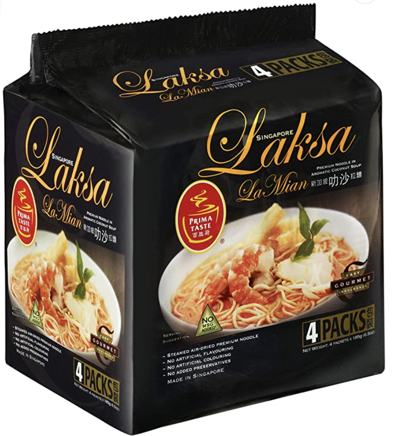 Prima Taste Singapore Laksa LaMian, 4 x 185g. PHOTO: Amazon