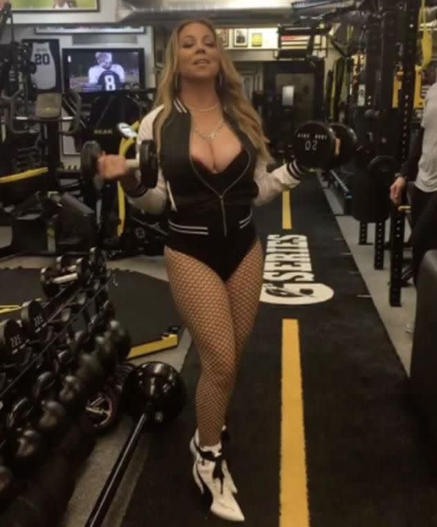The singer is working out with celebrity trainer Gunnar Peterson. Photo: Instagram/mariahcarey
