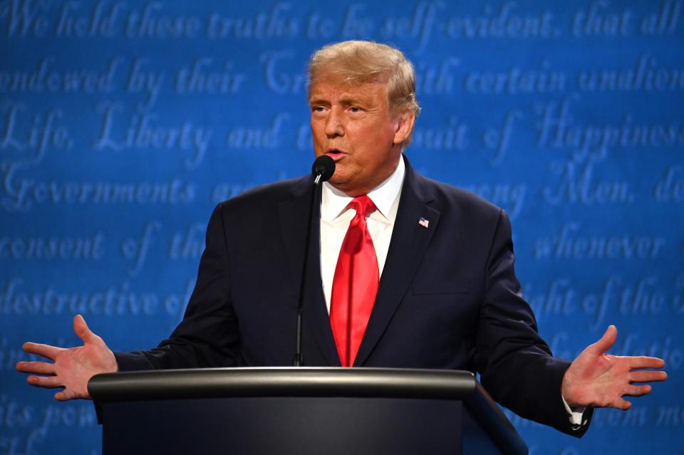 US President Donald Trump speaks during the final presidential debate at Belmont University in Nashville, Tennessee, on October 22, 2020.