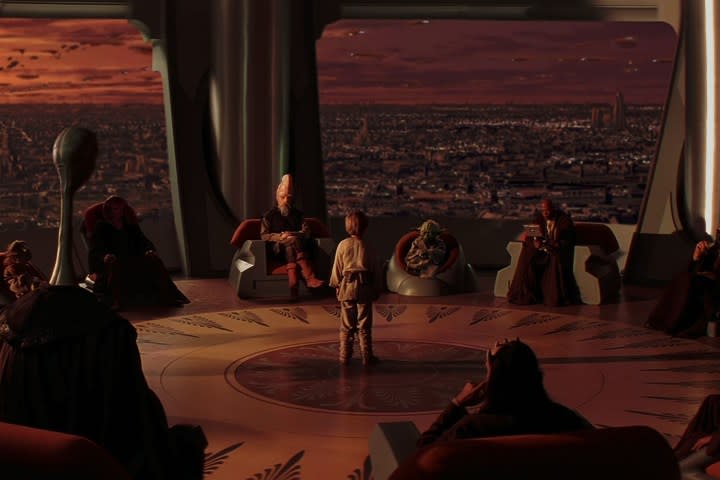 Anakin stands before the Jedi Council in Star Wars: Episode I - The Phantom Menace.