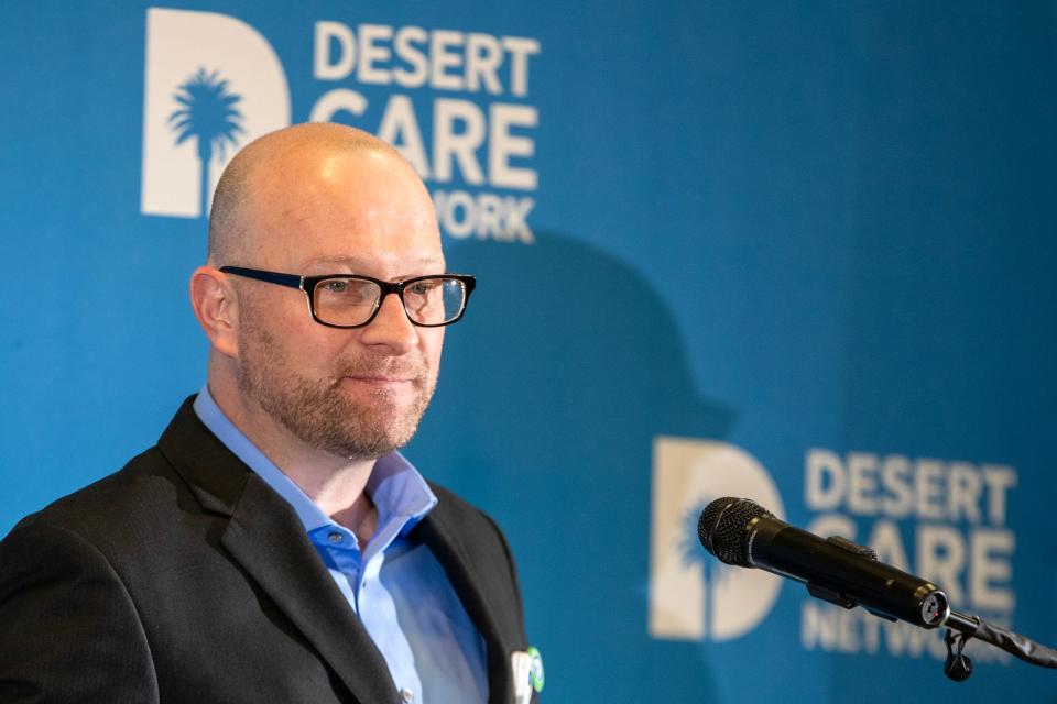 Desert Regional Medical Center Director of Trauma Services, Dr. Paul Wisniewski, speaks during a press conference announcing the hospital being designated as a level 1 trauma center in Palm Springs, Calif., on Tuesday, March 21, 2023. 