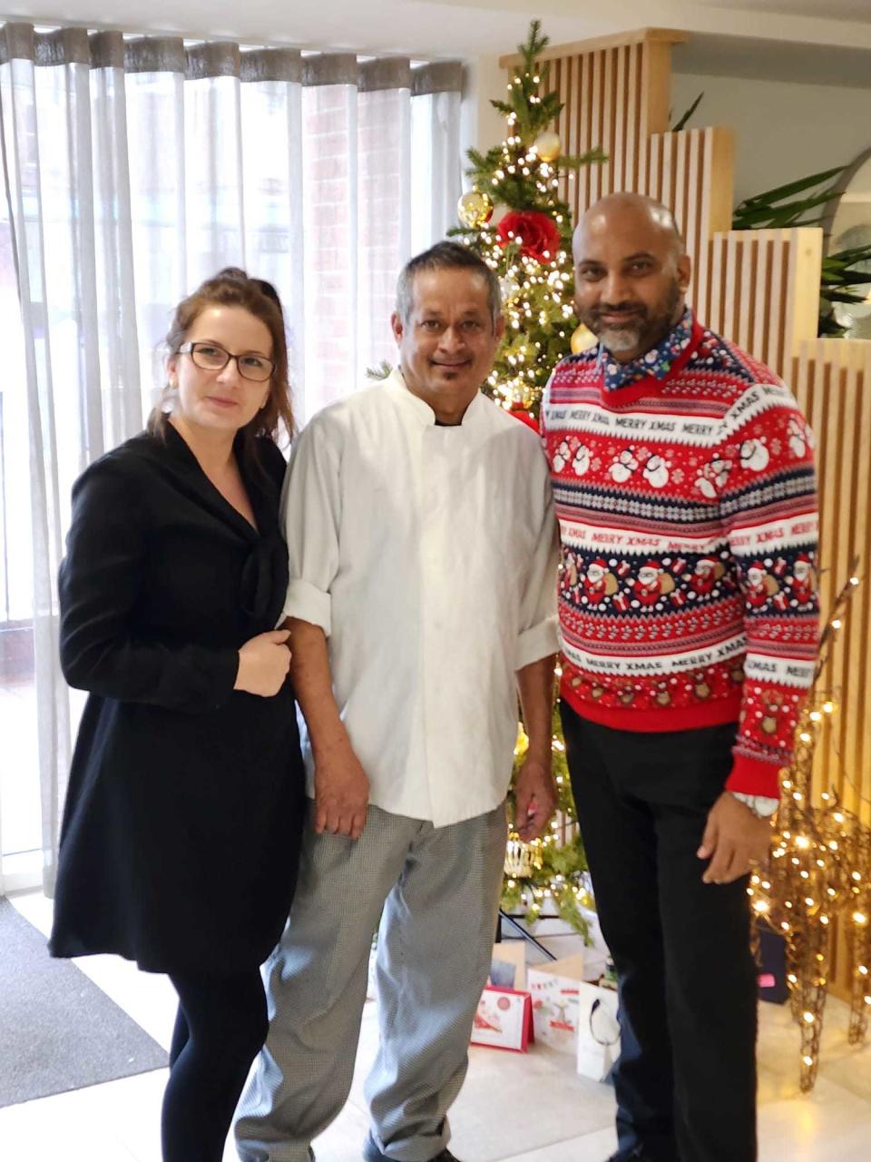 Co-owner Monika Palka (left) with business partner Nagendra Kumar Prasad (right) and their award winning chef