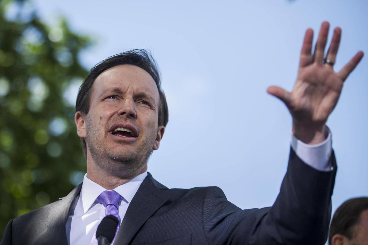 Senator Chris Murphy, who introduced the bill, speaks during a press conference: Zach Gibson/Getty Images