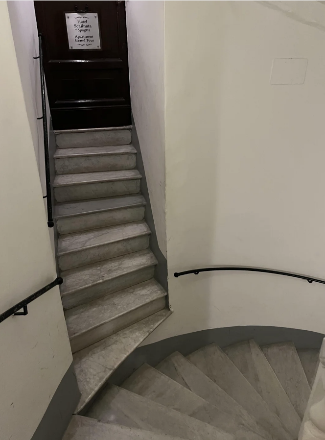 stairs that go to a separate stairwell in another direction