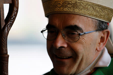 FILE PHOTO: French Archbishop Philippe Barbarin before a ceremony to consecrate the new parish of Saint-Philippe de Venissieux, near Lyon, France, September 30, 2018. REUTERS/Emmanuel Foudrot/File Photo