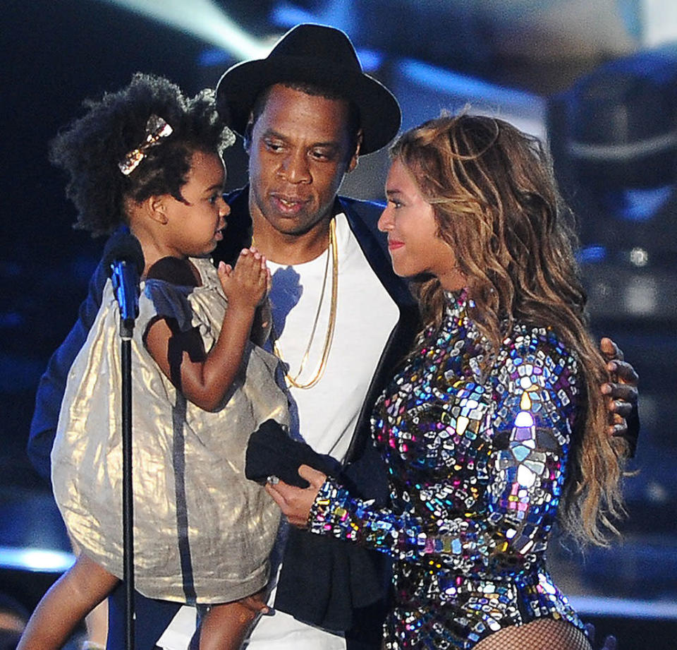 Bey and Jay with Blue Ivy at the MTV Video Music Awards in 2014. (Photo: Getty Images)