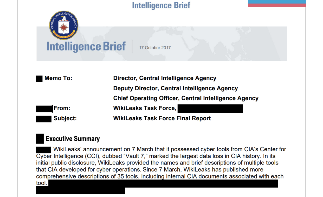 CIA intelligence brief on 