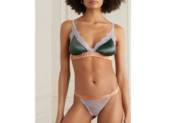 LOVE STORIES Love lace-trimmed stretch-satin soft-cup triangle bra