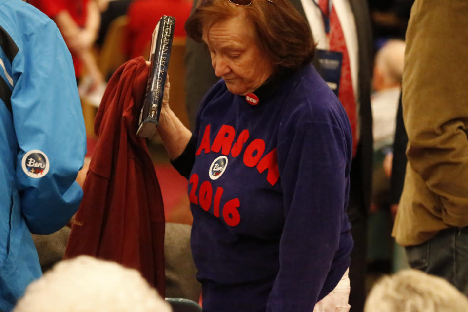 Supporter arrives for town hall