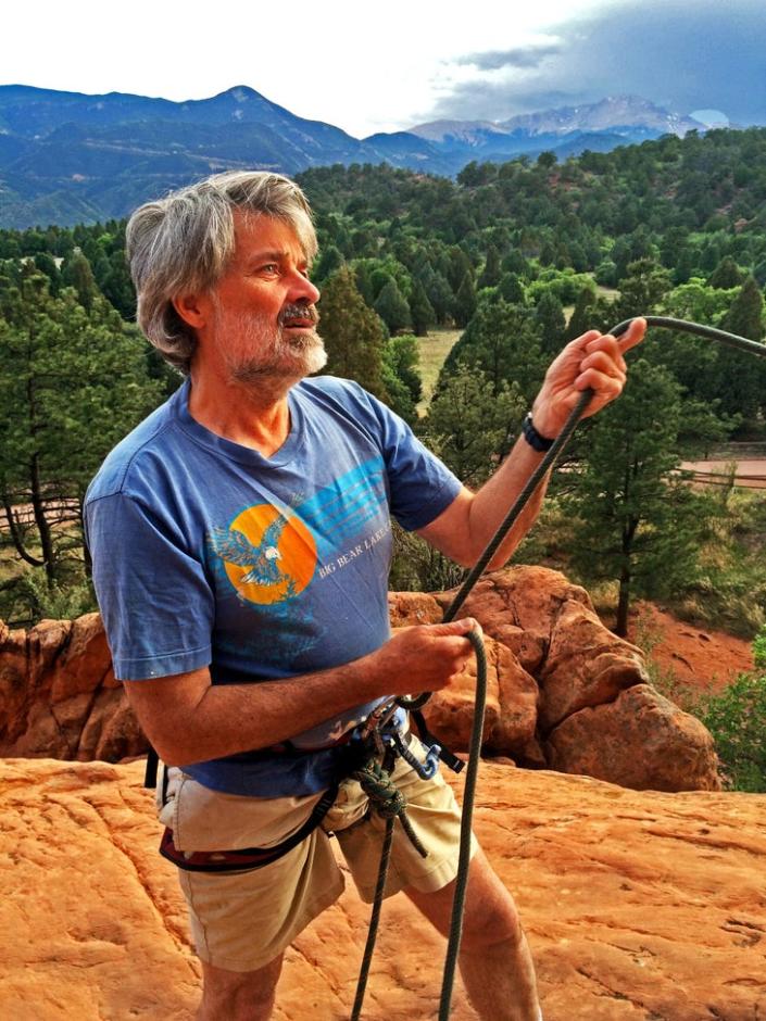 Ed Webster belaying at the Garden of the Gods, CO. 2018
