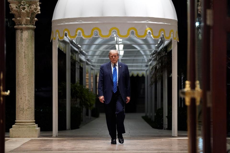 Donald Trump appears at his Mar-a-Lago property in Florida on  5 March. (AP)