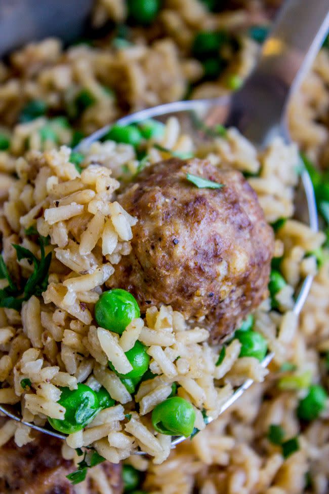 Beef Meatballs with Rice and Peas