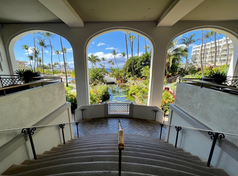 stairs to resort and arched entryways