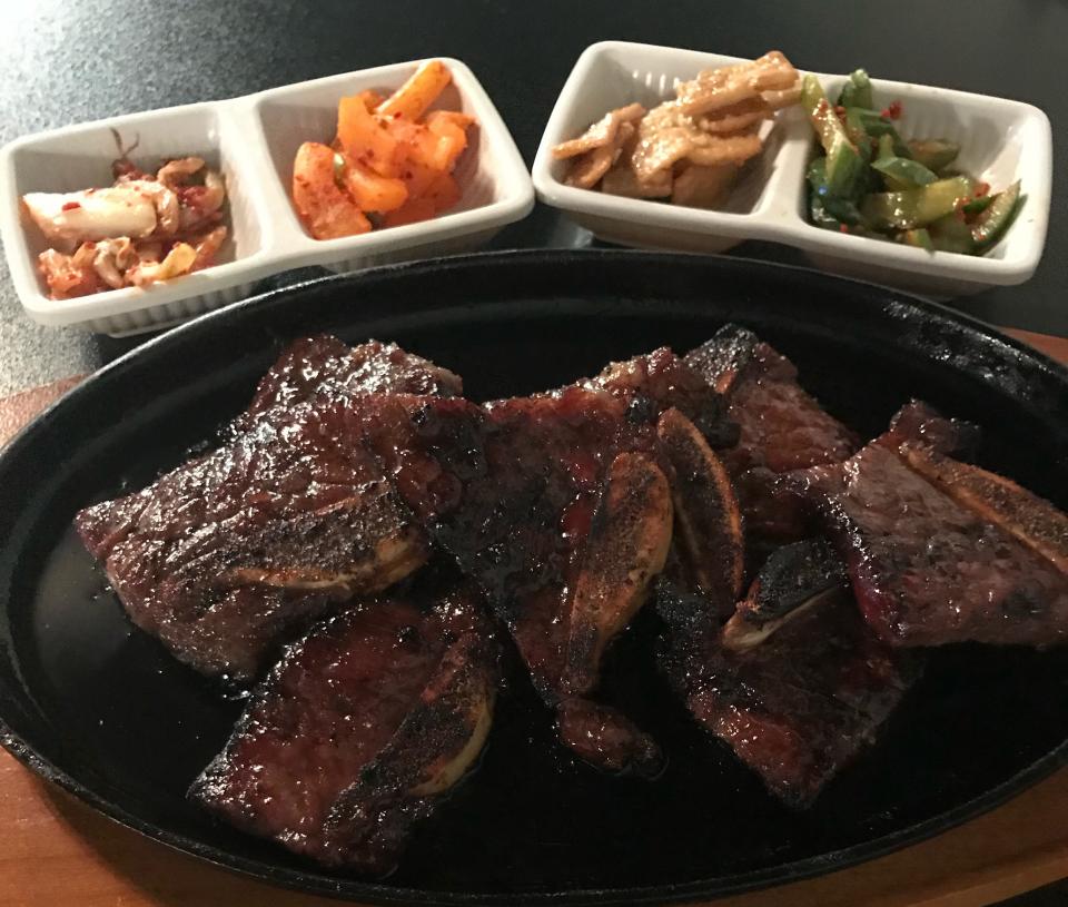 Galbi short ribs and assorted banchan from Koreana Restaurant in Galesburg.