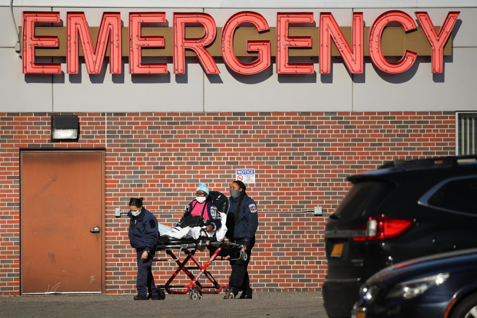 Medical workers tend to a patient at a Brooklyn hospital that has seen a rise in coronavirus-related cases on December 15, 2020 in New York City. (Spencer Platt/Getty Images)