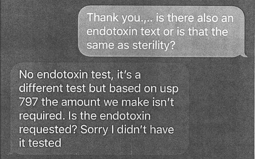 Texts between two unnamed individuals, released by Tennessee in a public records request, indicate confusion regarding testing requirements of lethal injection drugs ahead of Oscar Smith's scheduled April execution. The state's protocol requires the pharmacy that compounds the drugs to secure endotoxin testing prior to shipping them to Tennessee.