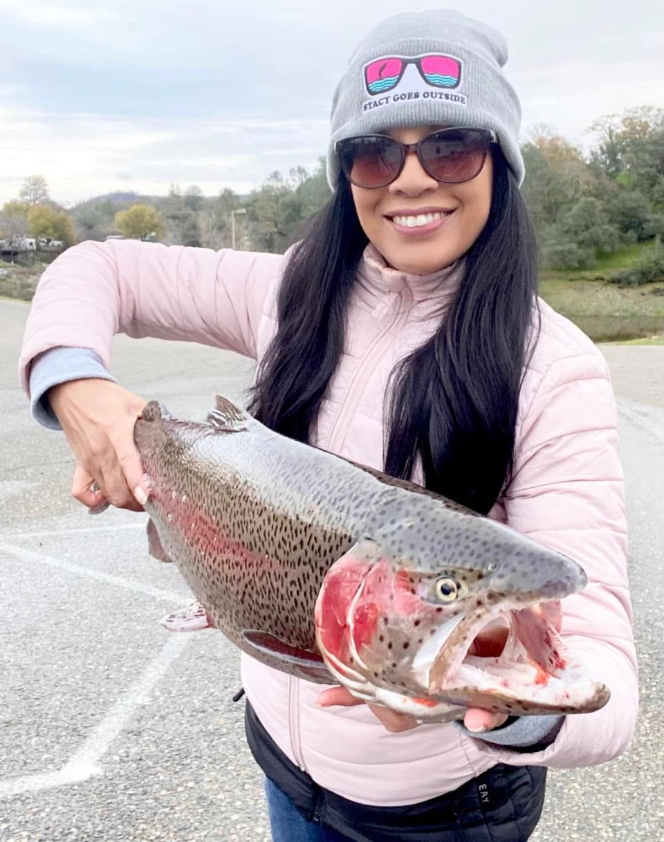 Stacy Barawed landed this gorgeous cutbow trout at Lake Amador during a January trolling adventure.