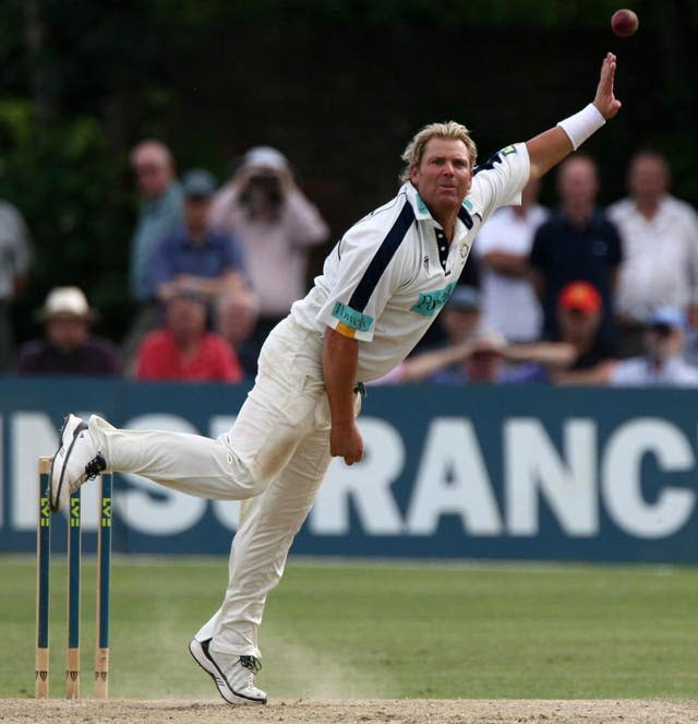 Hampshire captain Warne bowls during the Liverpool Victoria County Championship Division One match at Chester Road North Ground, Kidderminster in September 2007 