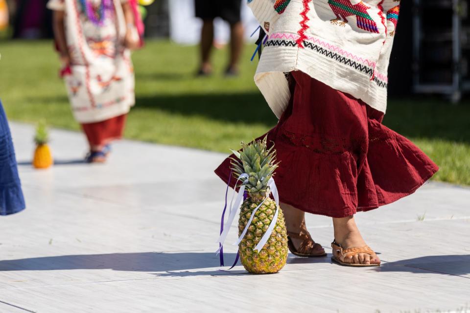 Girls from Oaxaca en Utah perform at La Guelaguetza at Heritage Park in Kaysville on Saturday, July 22, 2023. La Guelaguetza is an event held to celebrate the rich culture and traditions of Oaxaca, Mexico. | Megan Nielsen, Deseret News