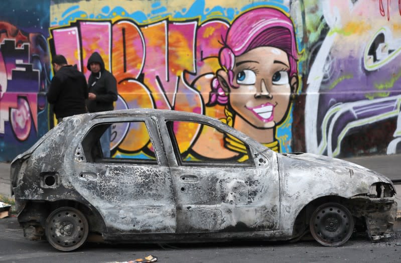 Aftermath of a protest against the increase in subway ticket prices in Santiago