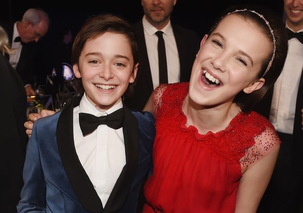 Noah Schnapp and Millie Bobby Brown at the Screen Actors Guild Awards on Jan. 29, 2017.