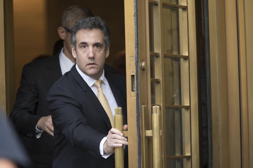 Michael Cohen leaves federal court in New York on Tuesday. (AP Photo/Mary Altaffer)