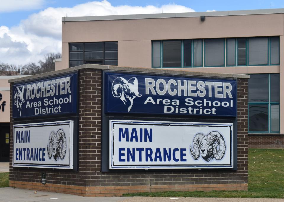The main entrance to the Rochester Area School District.