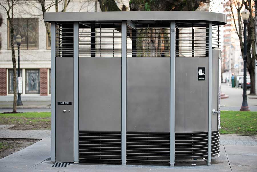 The Portland Loo's design aims to deter drug use, prostitution and vandalism sometimes associated with public restrooms.