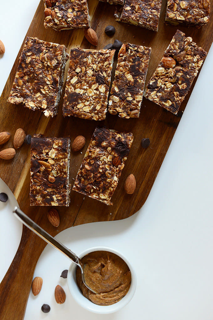 <strong>Get the <a href="http://minimalistbaker.com/chocolate-chip-almond-butter-granola-bars/" target="_blank">Chocolate Chip Almond Butter Granola Bars recipe</a> from Minimalist Baker</strong>