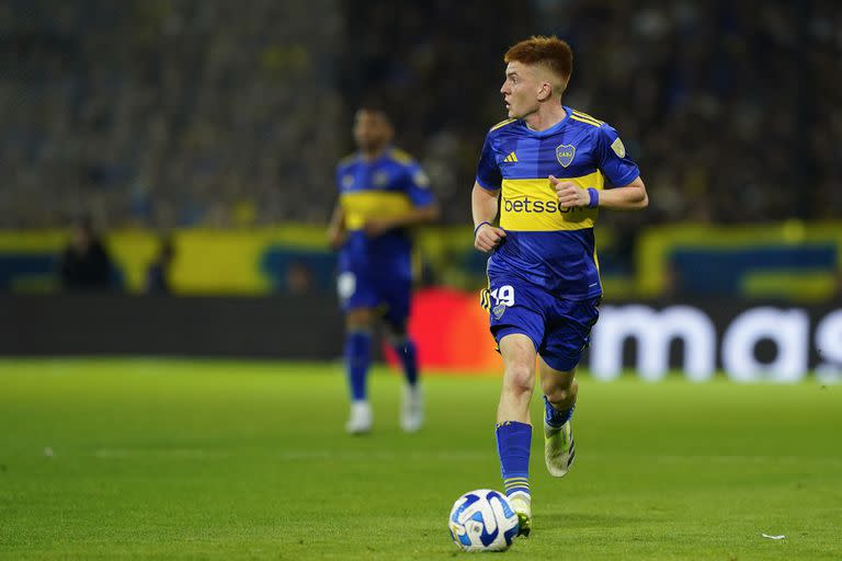 Valentín Barco, una de las figuras de Boca en el partido del jueves ante Palmeiras; fue reemplazado a los 26 minutos del segundo tiempo por Lucas Janson