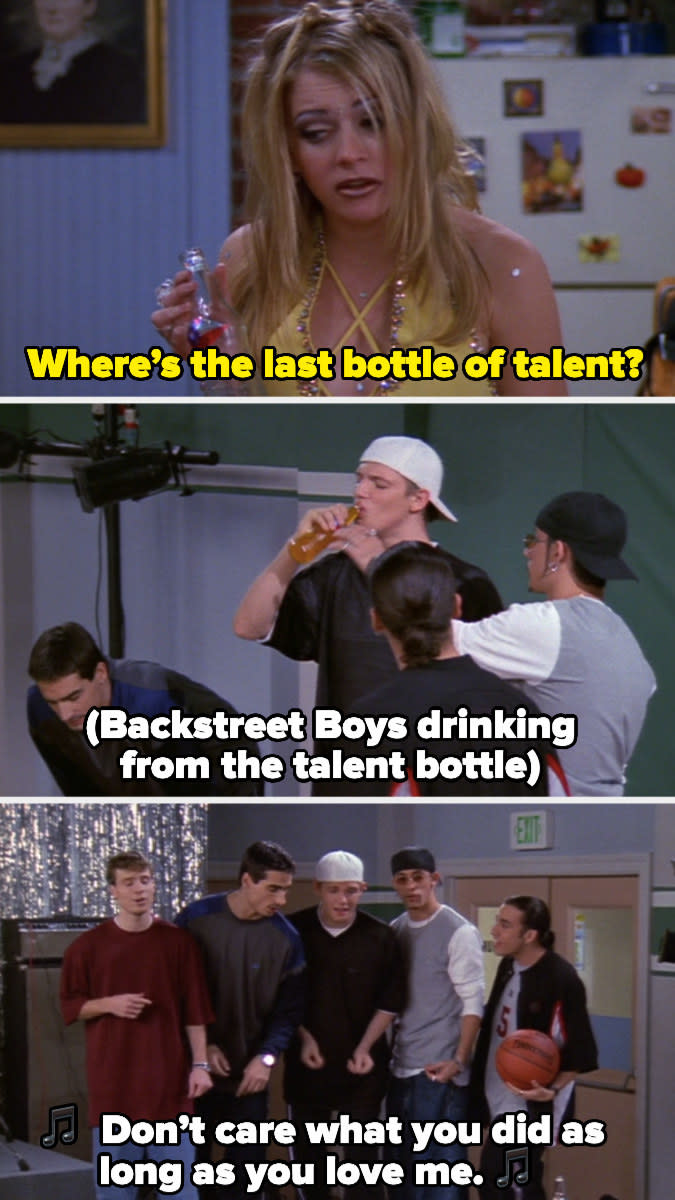Backstreet Boys drinking a talent potion and bursting into song