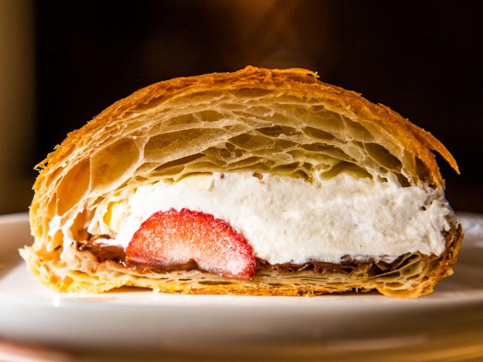 Strawberry, cream, hazelnut, and Nutella on a croissant from baker Zack Hall. | Sarah Crowder